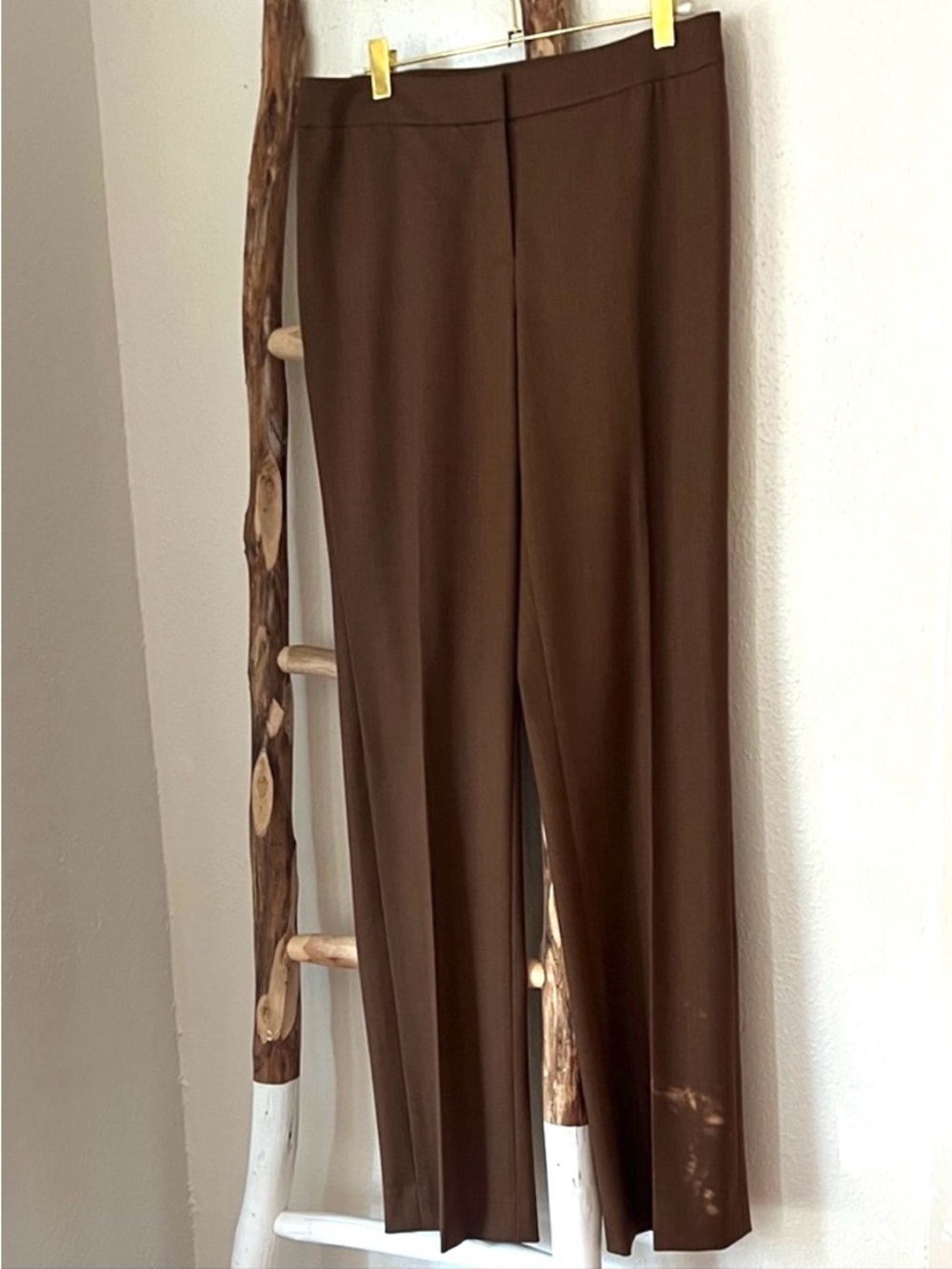 Lafayette 148 Cinnamon Brown Women's Barrow Straight Leg Wool Trousers Size 6